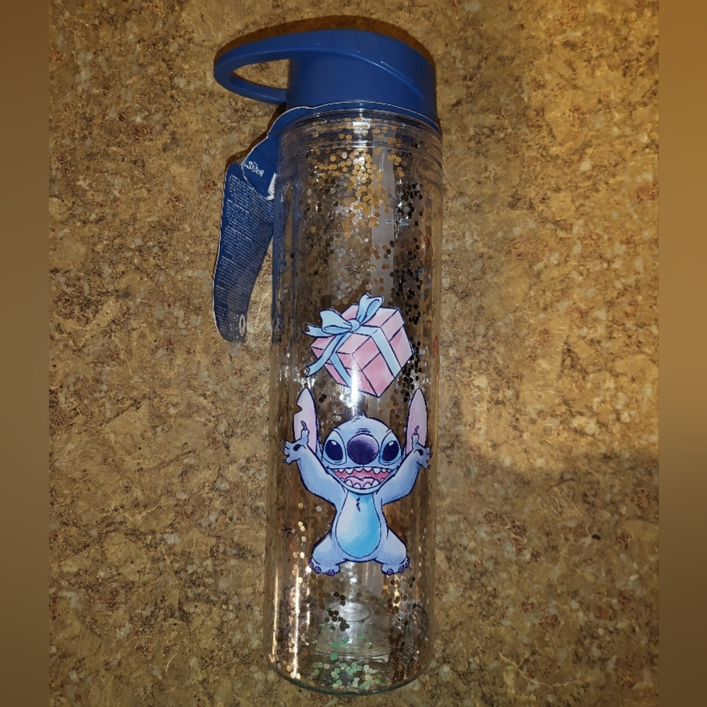Disney Primark Stitch Christmas Glitter 550 ML Water Bottle